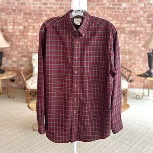 L.L. Bean Men’s Plaid Red Cotton Casual Button Down Shirt M